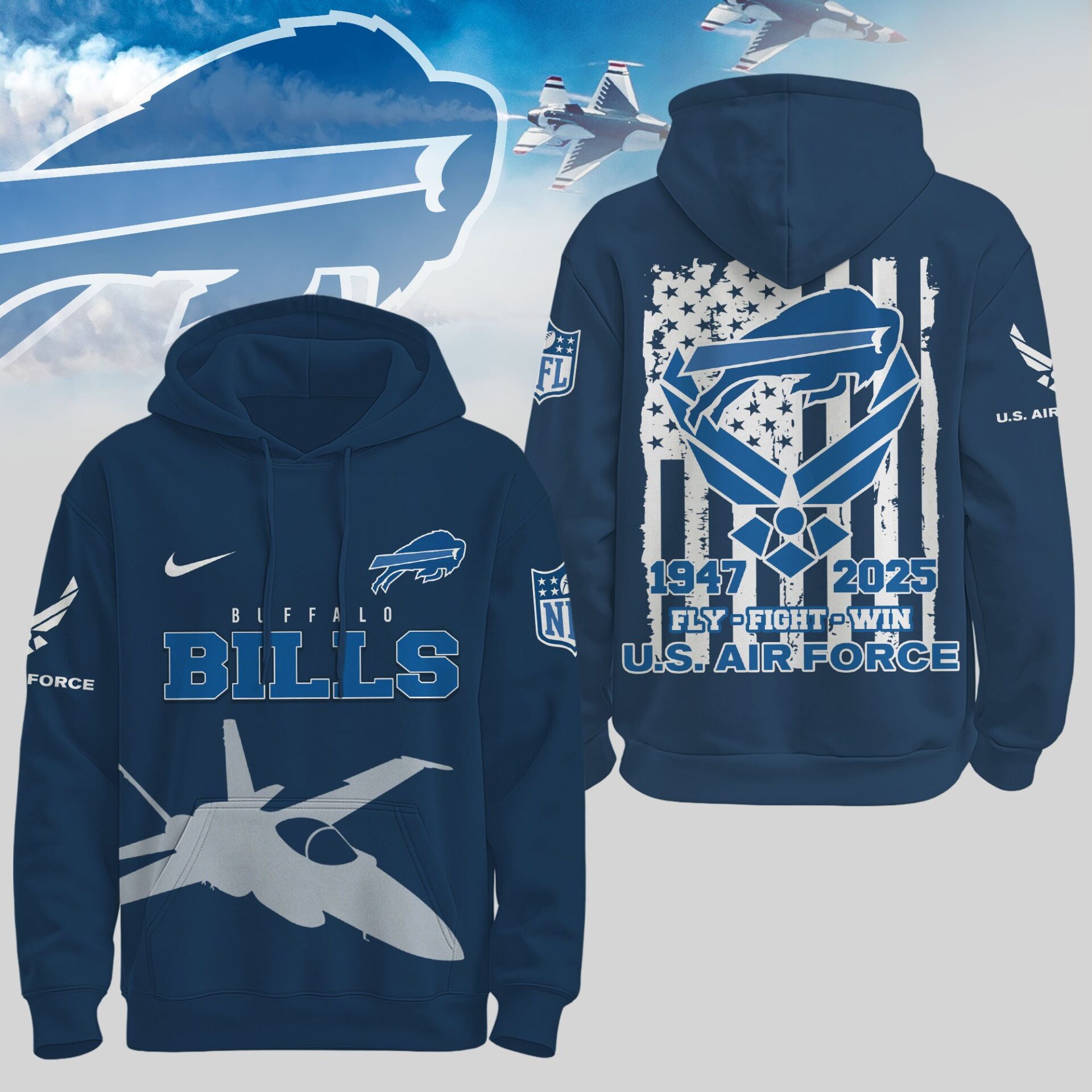 Buildercar - Buffalo Bills | Premium NFL U.S. Air Force 78th Anniversary Hoodie