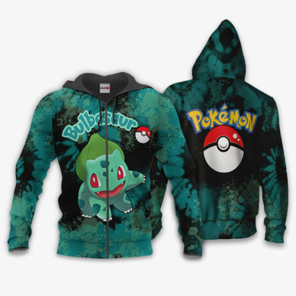 Buildercar - Bulbasaur Anime Pokemon Manga Tie Dye Style 1k728 Fan Gift Stylist Unisex Cartoon Graphic Outfits Aop 3d Hoodie 1111