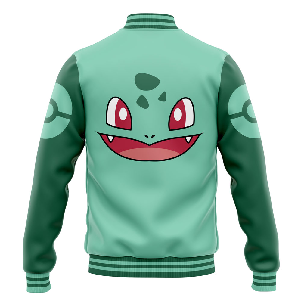 Buildercar - Bulbasaur Face Pokemon Varsity Jacket