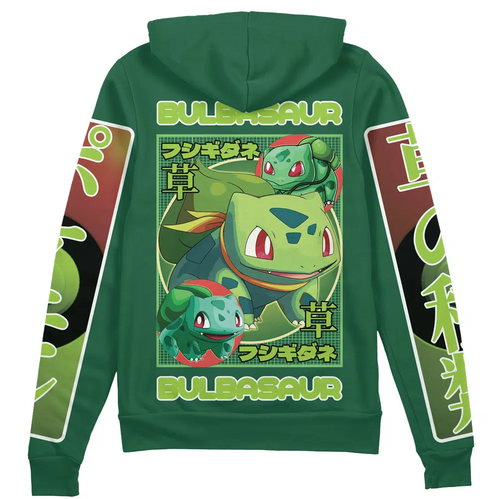 Buildercar - Bulbasaur Pokemon Streetwear Zip Hoodie Jacket