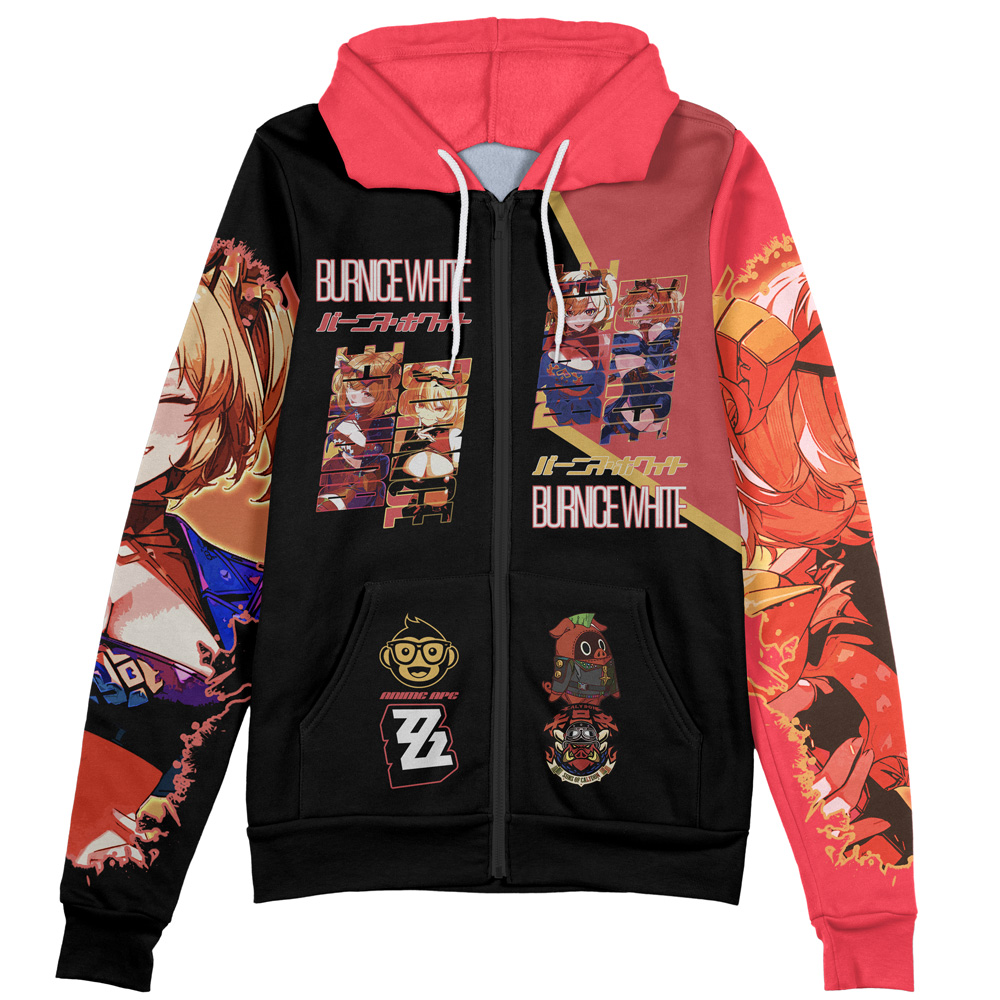 Buildercar - Burnice White Zenless Zone Zero Streetwear Zip Hoodie Jacket - Image 2