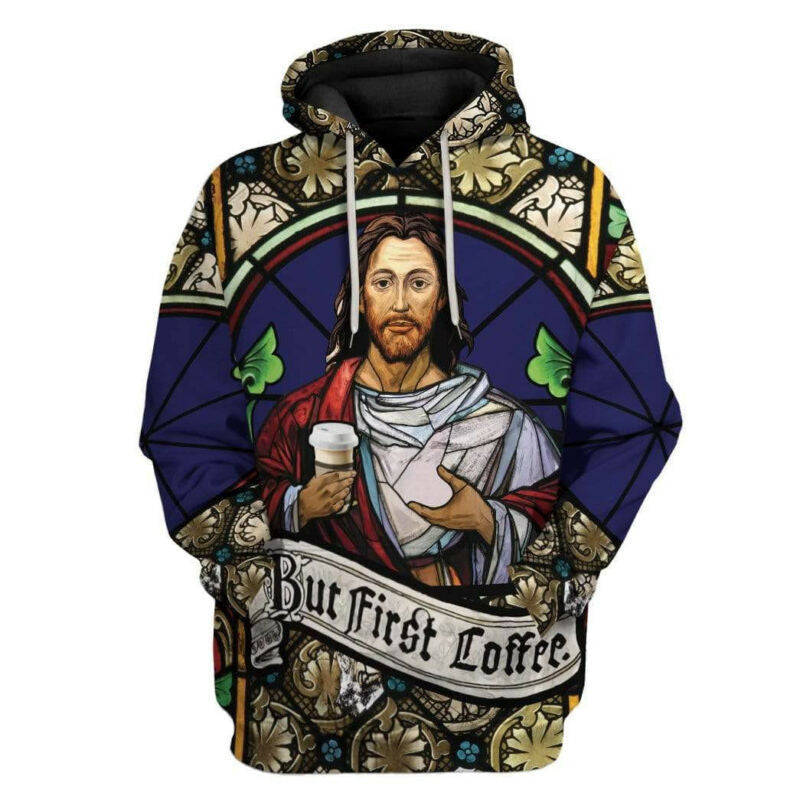 Buildercar - But First Coffee Jesus Love Coffee Blue Coffee Lover International 3d Hoodie