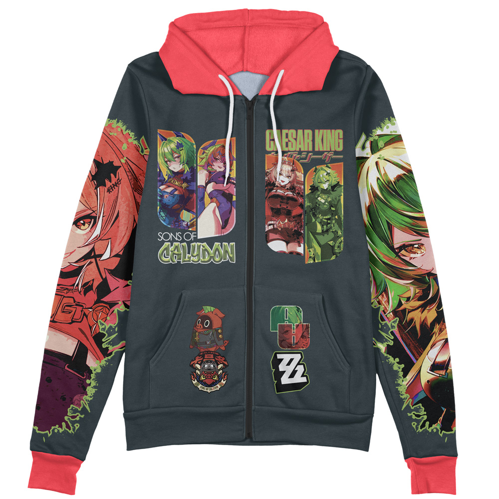 Buildercar - Caesar King Zenless Zone Zero Streetwear Zip Hoodie Jacket - Image 2