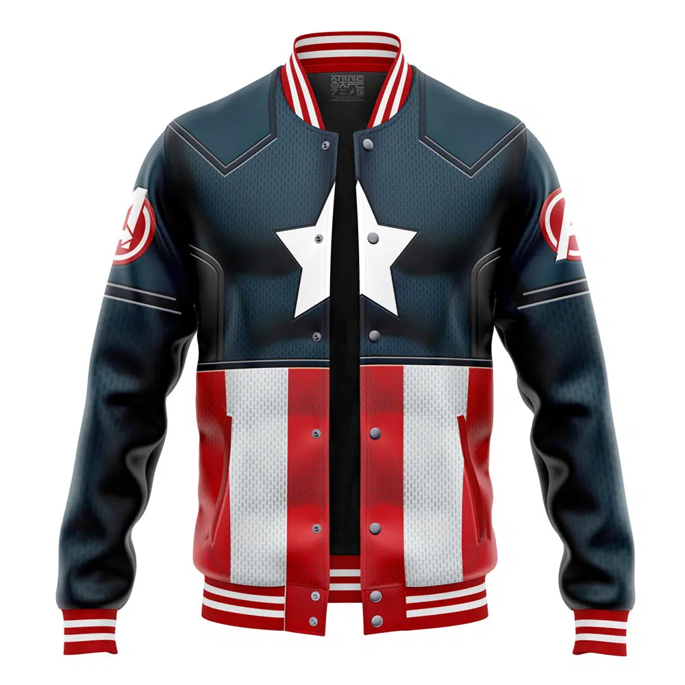 Buildercar - Captain America Cosplay Marvel Varsity Jacket
