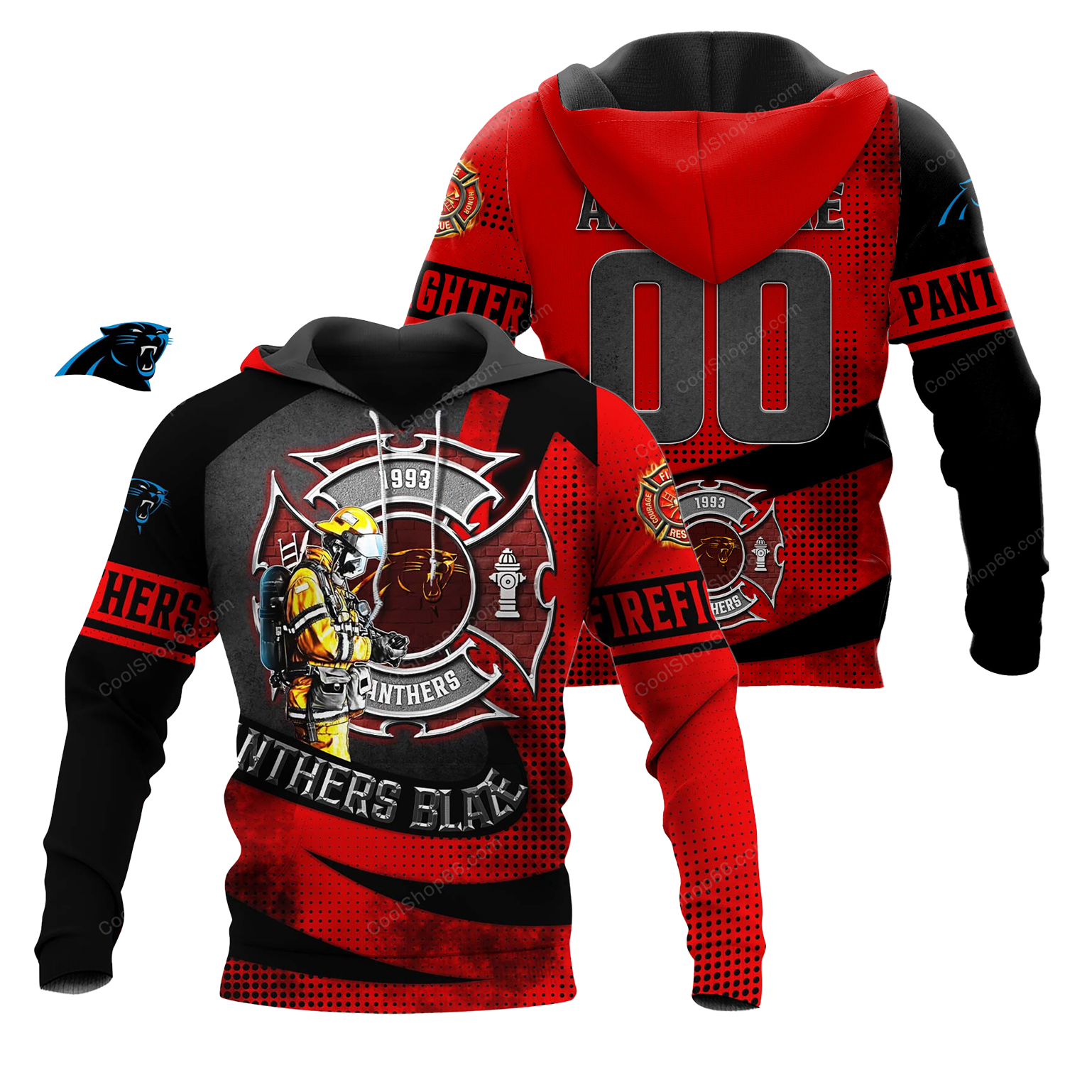 Buildercar - Carolina Panthers Blaze Line x NFL Custom Name & Number Hoodie