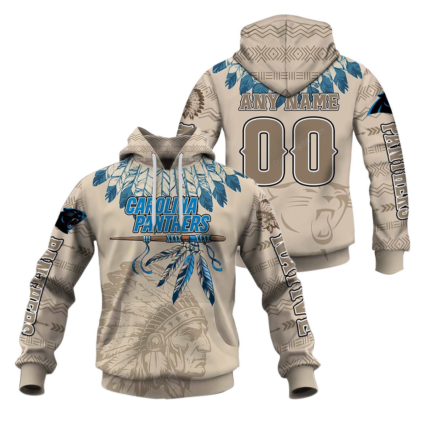 Buildercar - Carolina Panthers Native American Heritage x NFL Custom Name & Number Hoodie