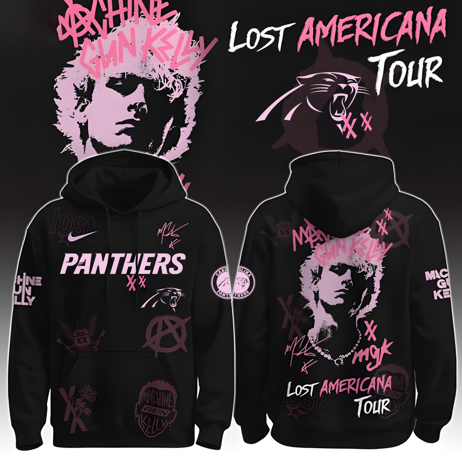 Buildercar - Carolina Panthers X NFL MGK Lost Americana Tour 2025 Machine Gun Kelly Hoodie T-Shirt