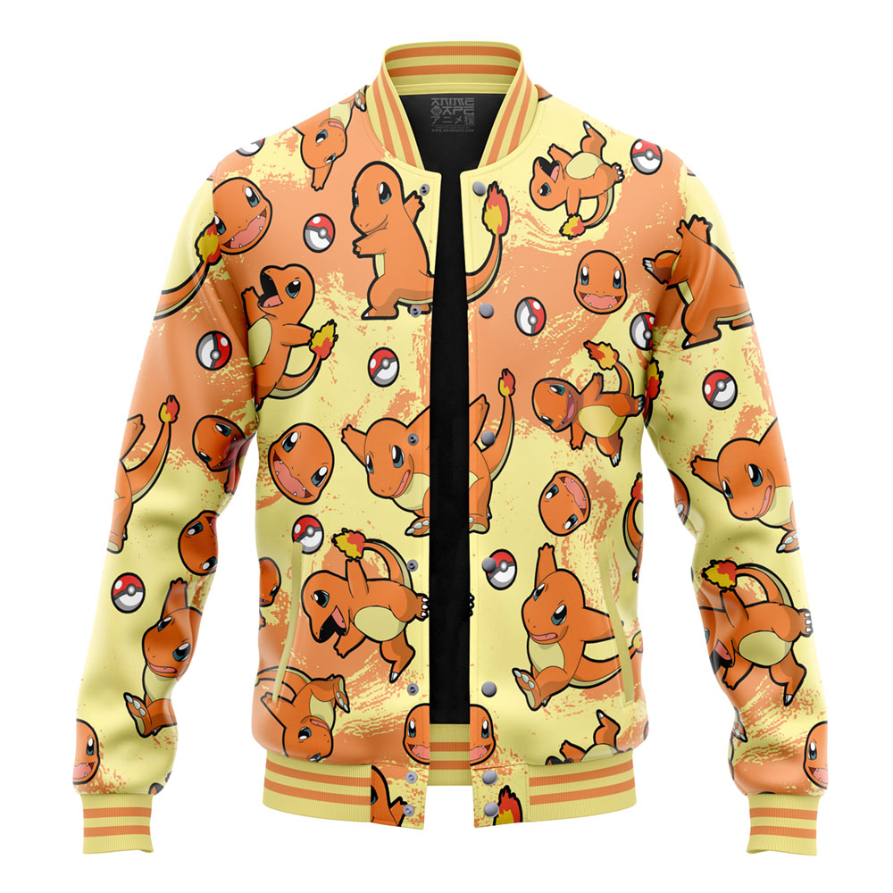 Buildercar - Charmander Pattern Pokemon Varsity Jacket