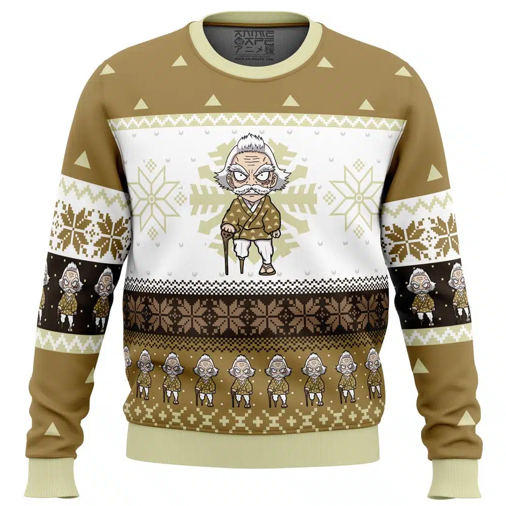 Buildercar - Chibi Christmas Jigoro Kuwajima Demon Slayer Ugly Christmas Sweater