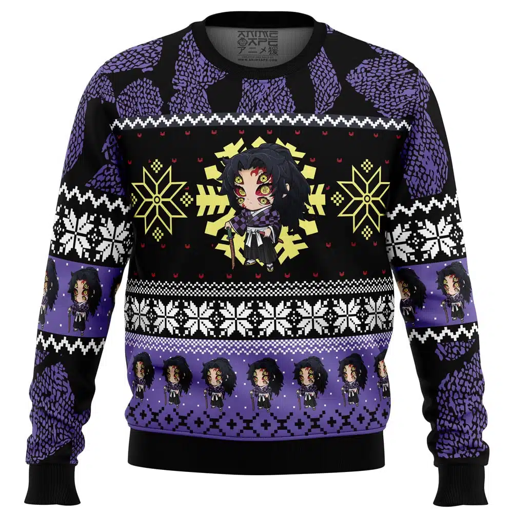 Buildercar - Chibi Christmas Kokushibo Demon Slayer Ugly Christmas Sweater