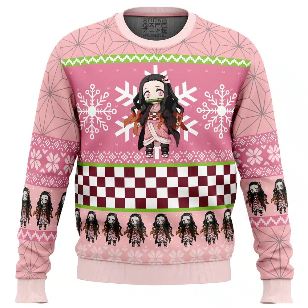 Buildercar - Chibi Christmas Nezuko Kamado Demon Slayer Ugly Christmas Sweater
