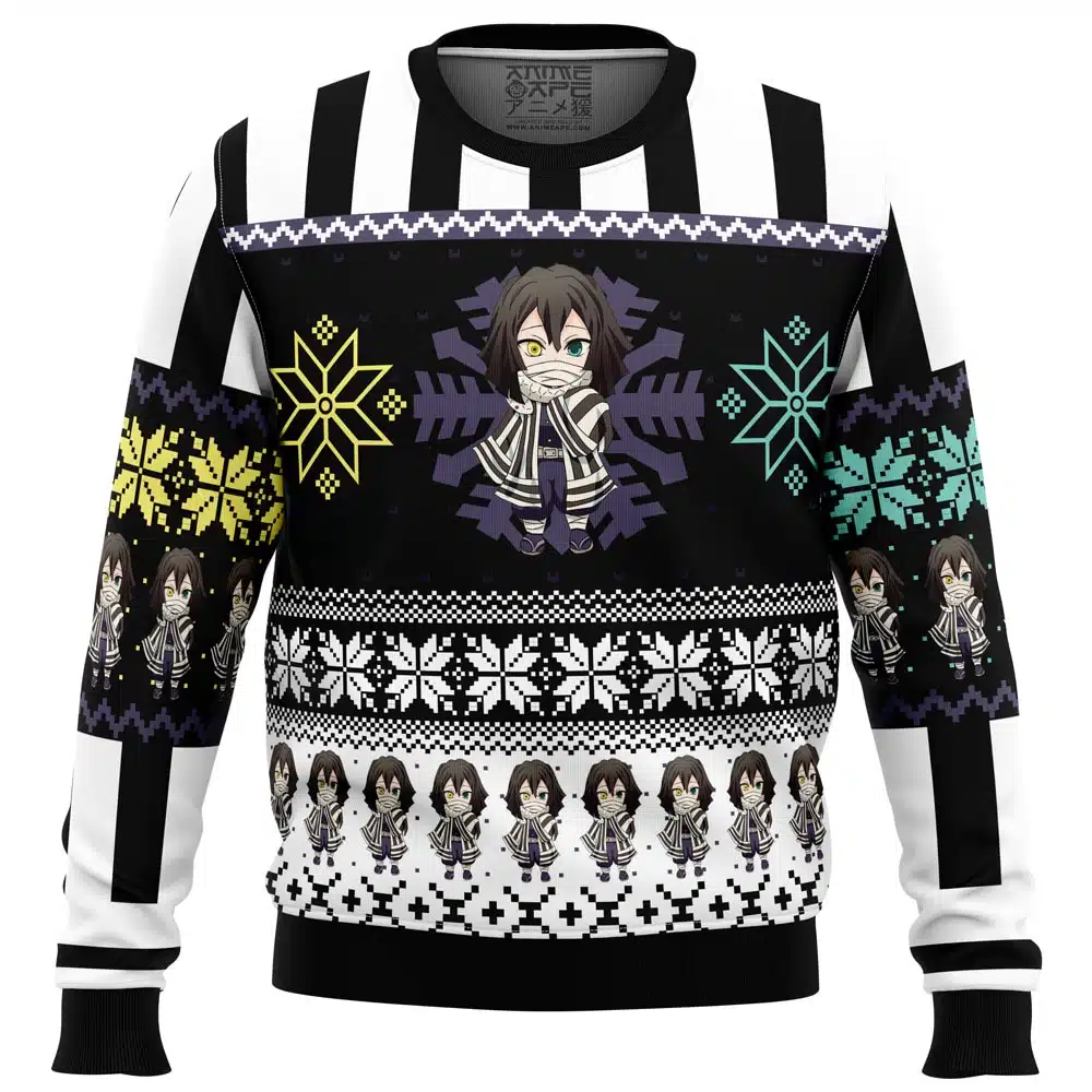 Buildercar - Chibi Christmas Obanai Iguro Demon Slayer Ugly Christmas Sweater