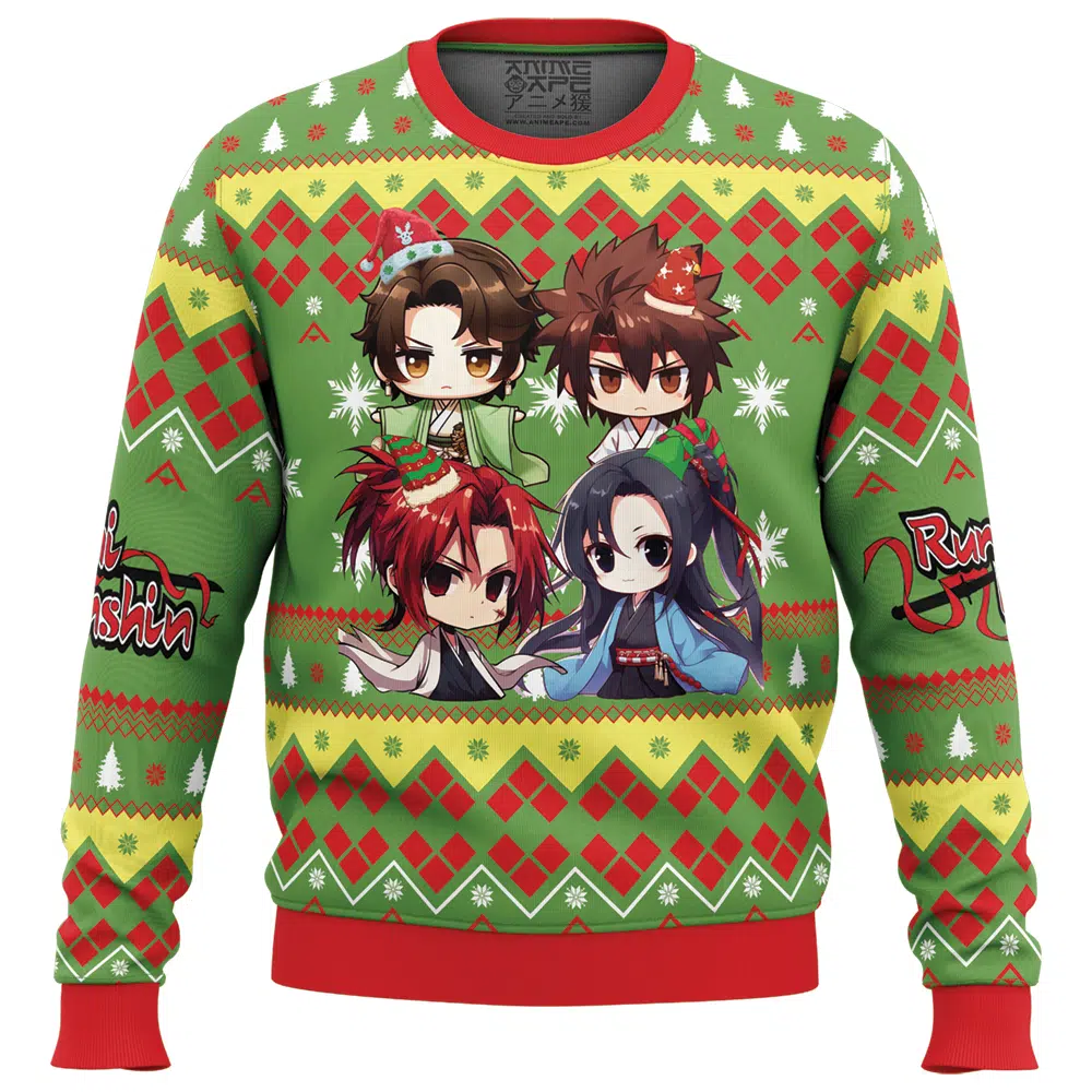 Buildercar - Chibi Christmas Rurouni Kenshin Samurai X Ugly Christmas Sweater