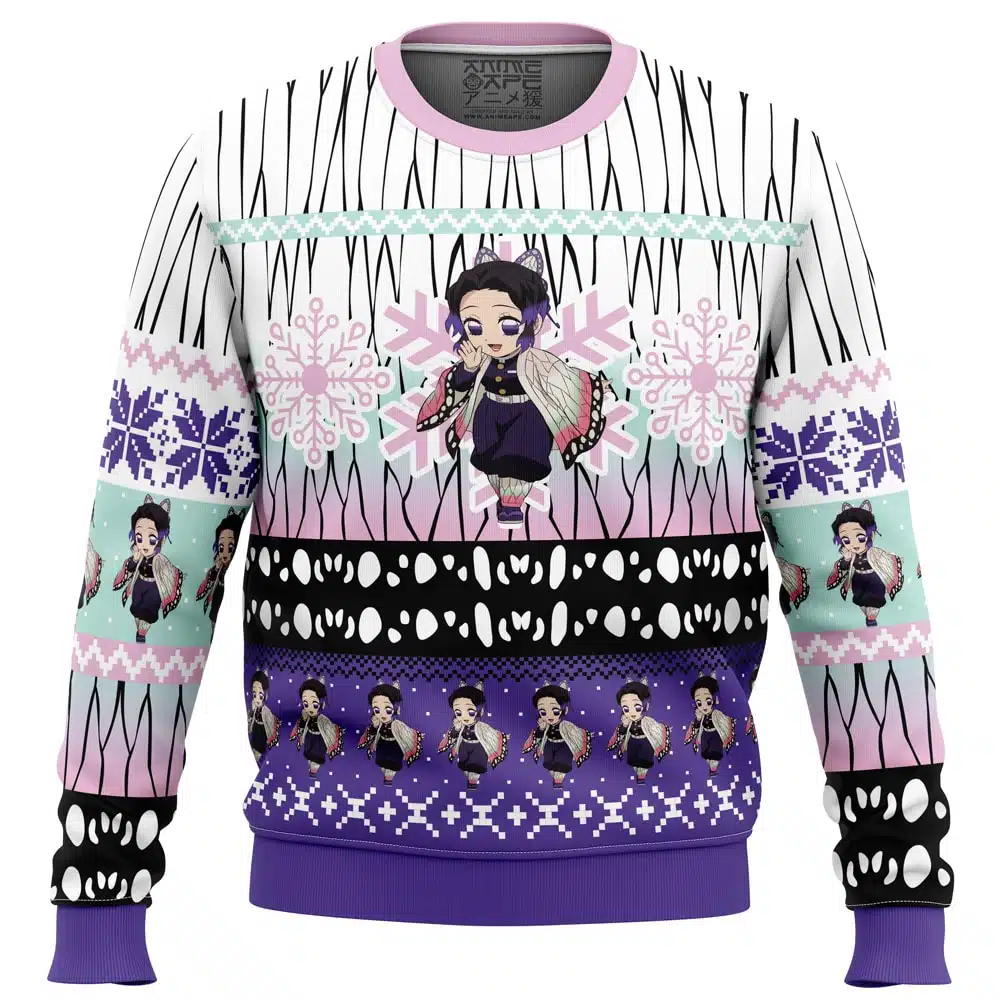 Buildercar - Chibi Christmas Shinobu Kocho Demon Slayer Ugly Christmas Sweater