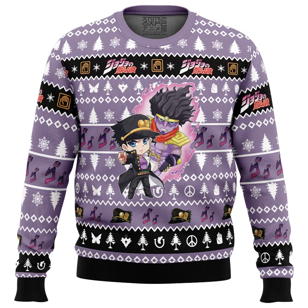 Buildercar - Chibi Jotaro Kujo Jojo's Bizarre Adventure Ugly Christmas Sweater