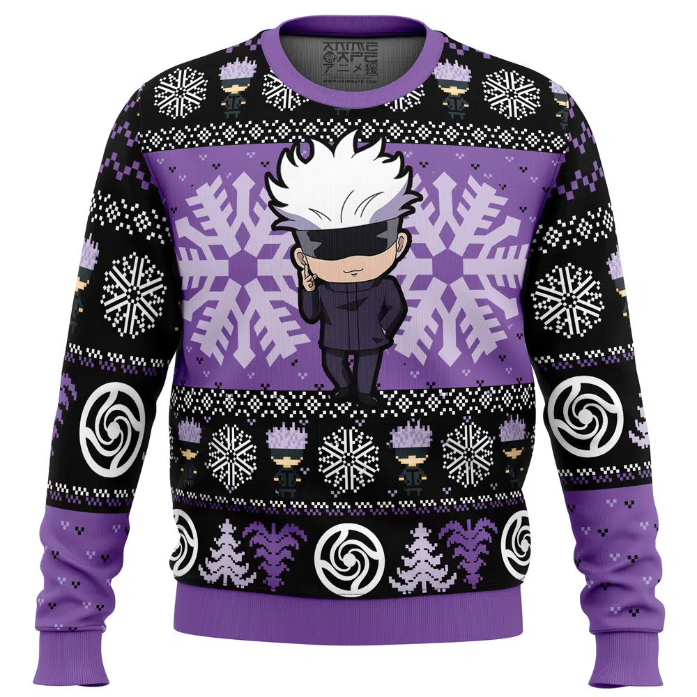 Buildercar - Chibi Satoru Gojo Jujutsu Kaisen Ugly Christmas Sweater
