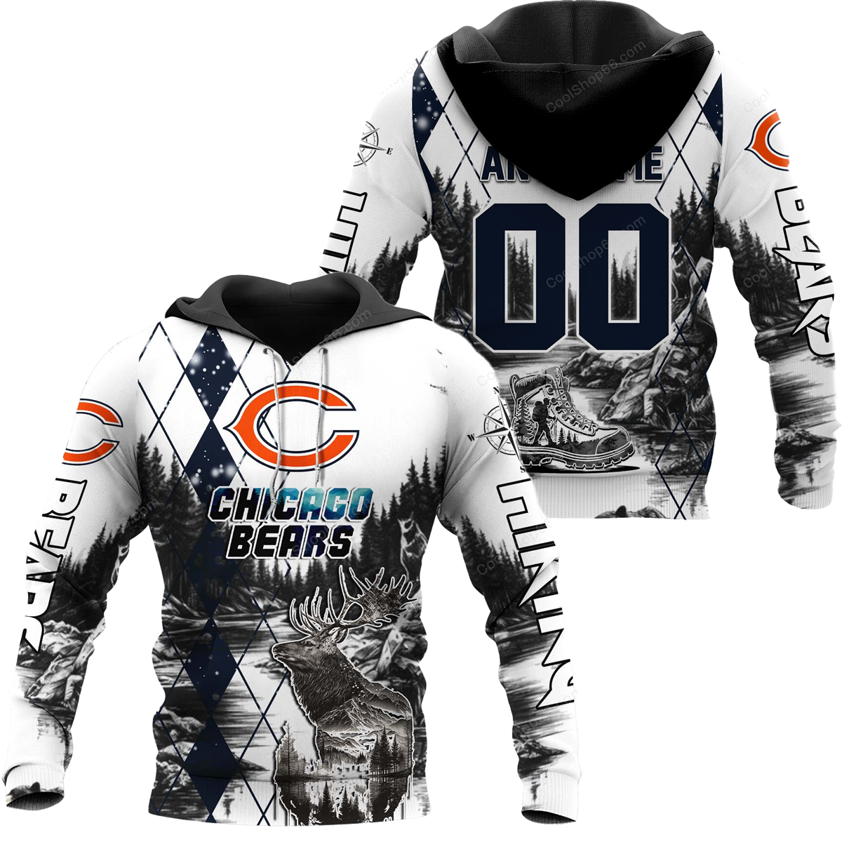 Buildercar - Chicago Bears Hiking x NFL Custom Name & Number Hoodie