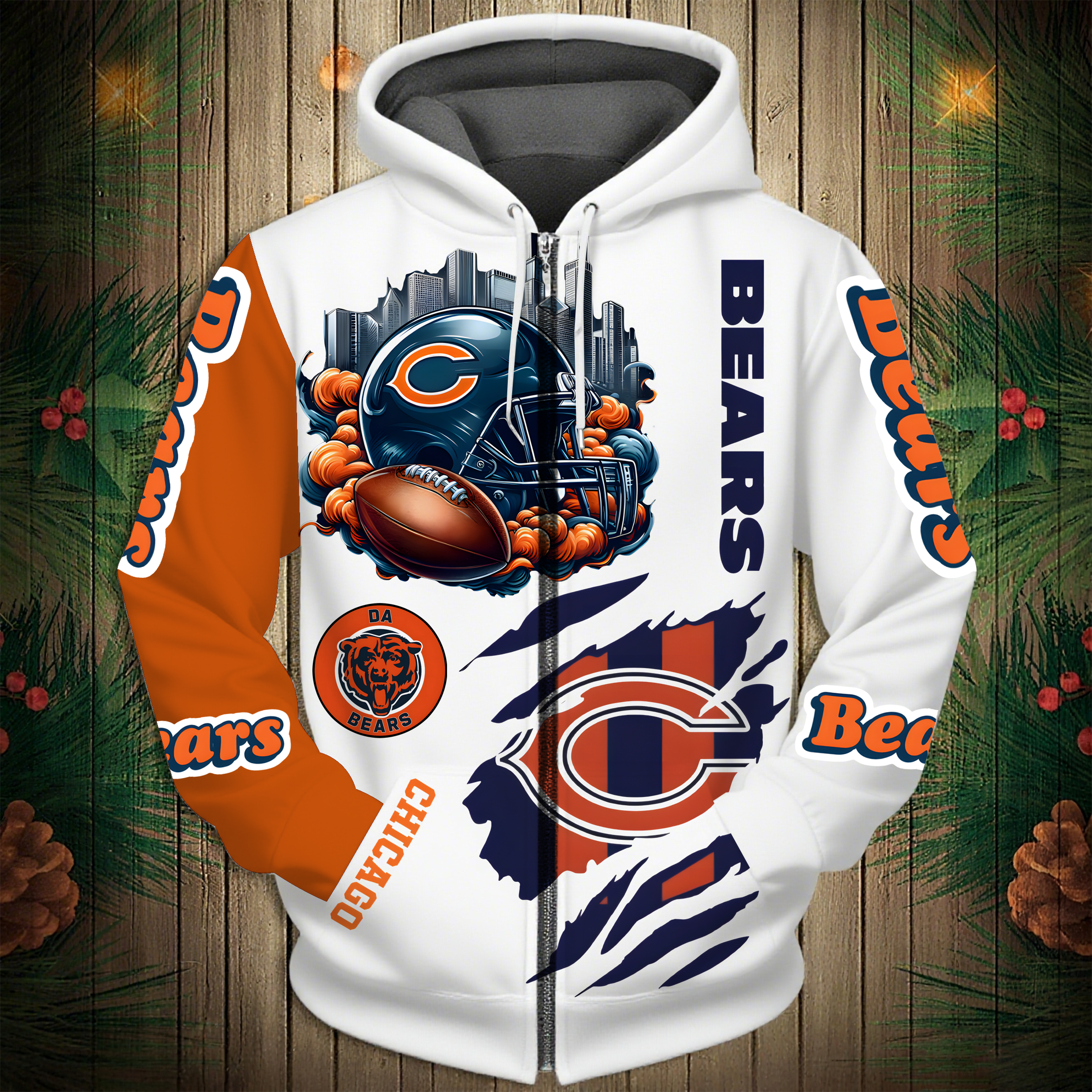 Buildercar - Chicago Bears Hoodie Unisex NFL Pullover Hoodie for Football Fans hm10112685