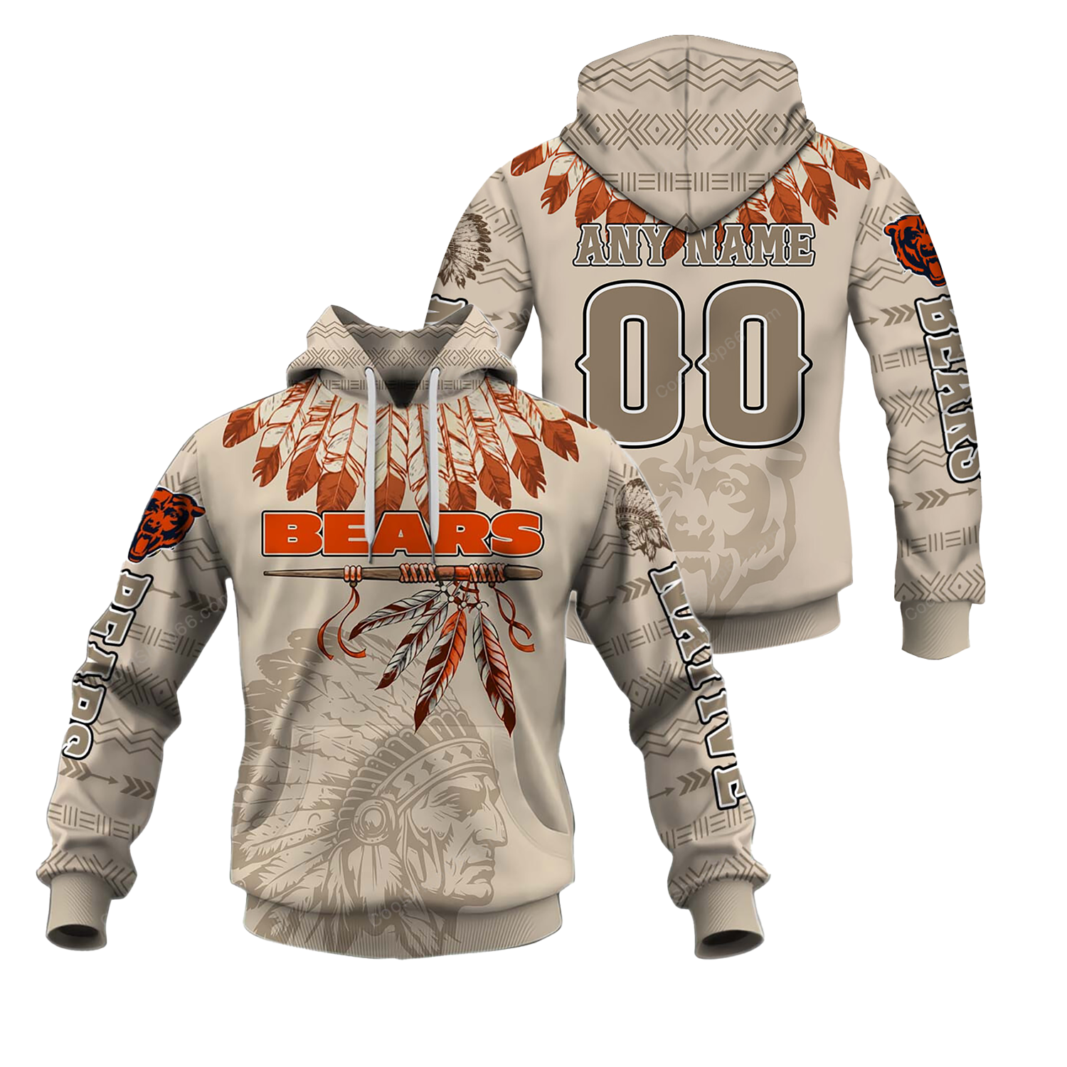 Buildercar - Chicago Bears Native American Heritage x NFL Custom Name & Number Hoodie
