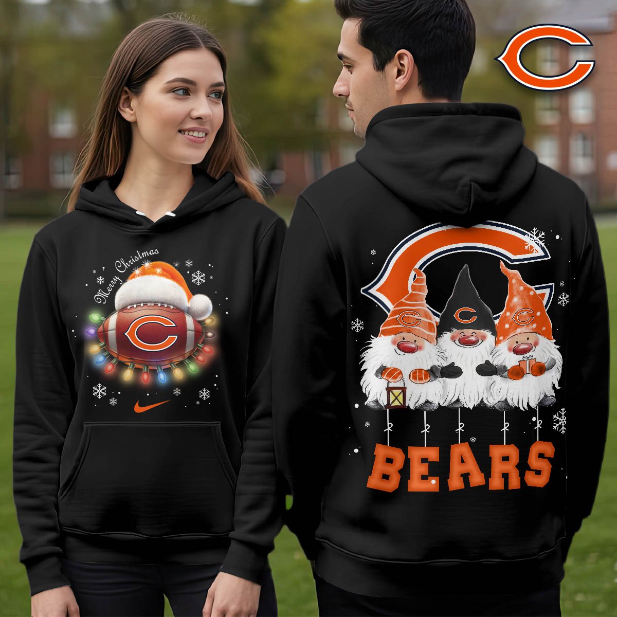 Buildercar - Chicago Bears | Premium NFL Christmas Gnomes Hoodie