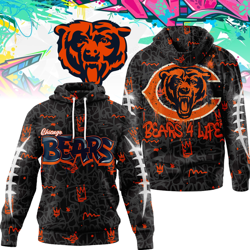 Buildercar - Chicago Bears | Premium NFL Special Graffiti My Team 4 Life Hoodie