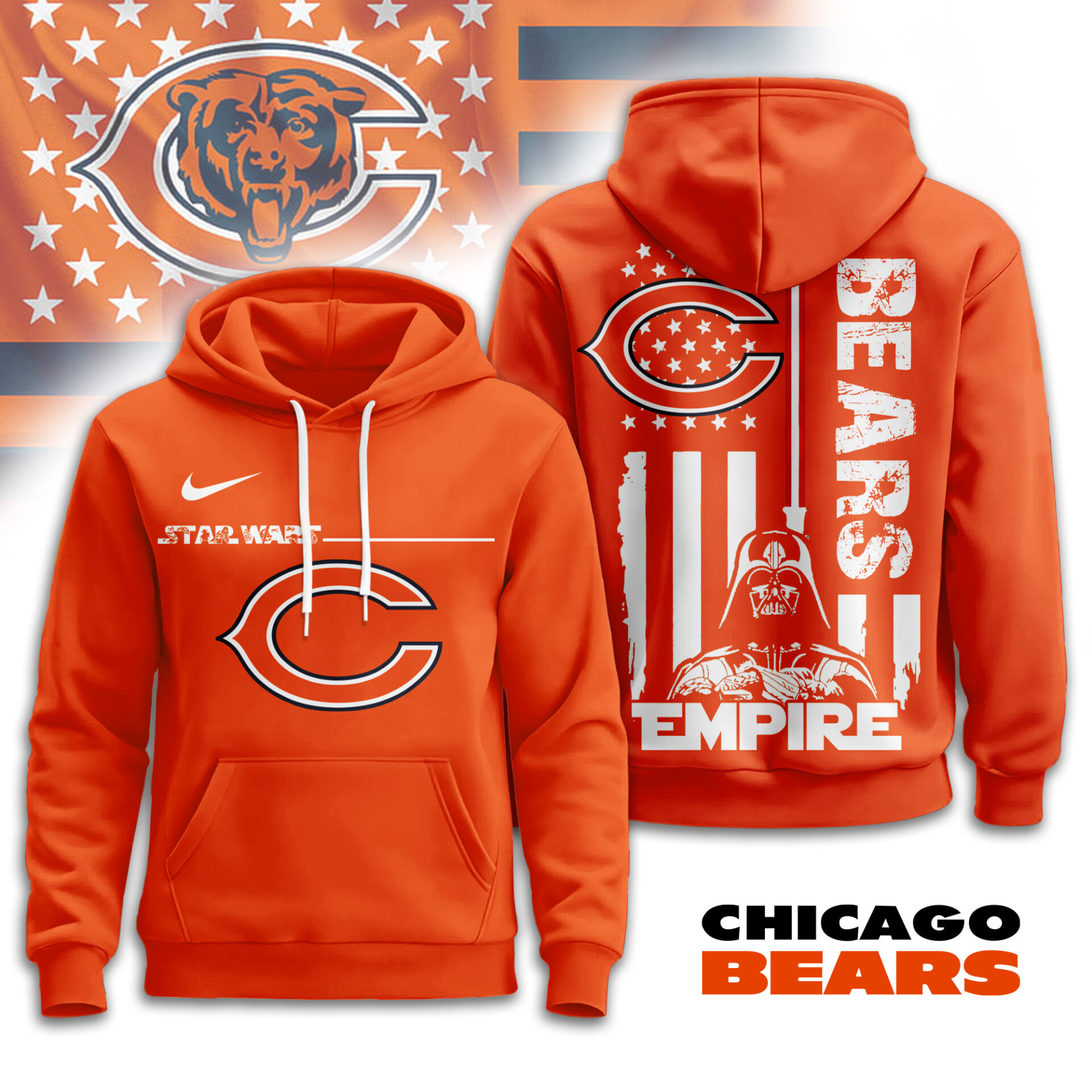 Buildercar - Chicago Bears | Premium NFL Starwars Empire Hoodie