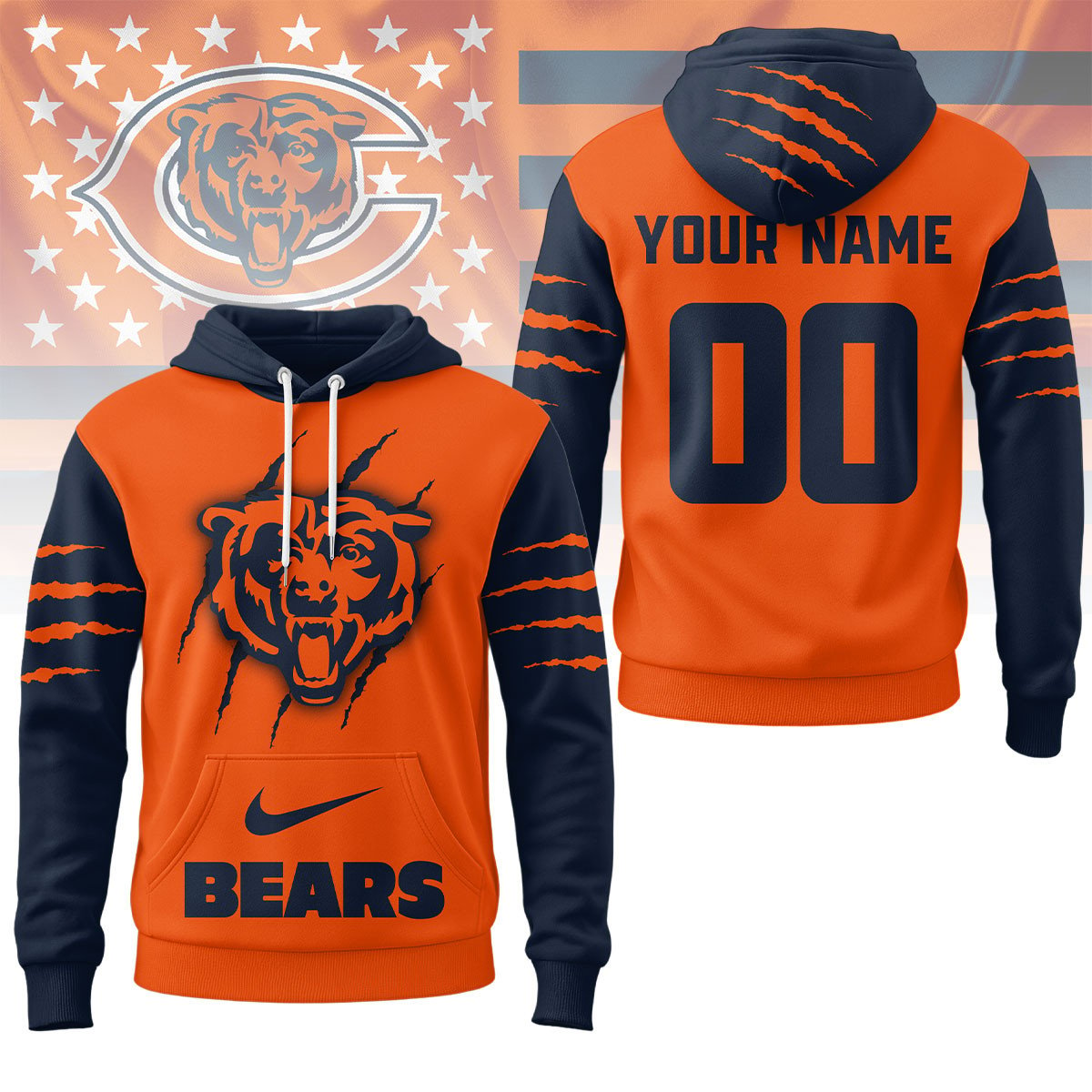 Buildercar - Chicago BeArsenal Premium NFL Fan Pride Claw Hoodie