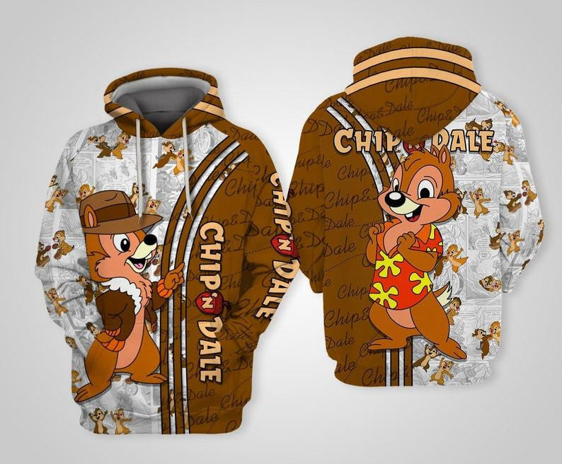 Buildercar - Chip 'n' Dale Chipmunks Disney Cartoon, Chip 'n' Dale Signature, Chip 'n' Dale Comics Book Patterns All Over Print Hoodie