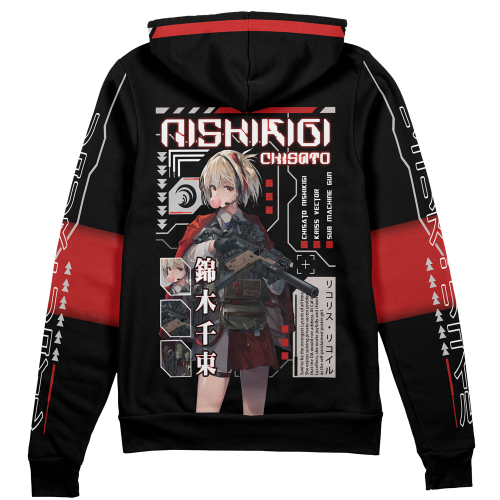 Buildercar - Chisato Nishikigi Lycoris Recoil Streetwear Zip Hoodie Jacket