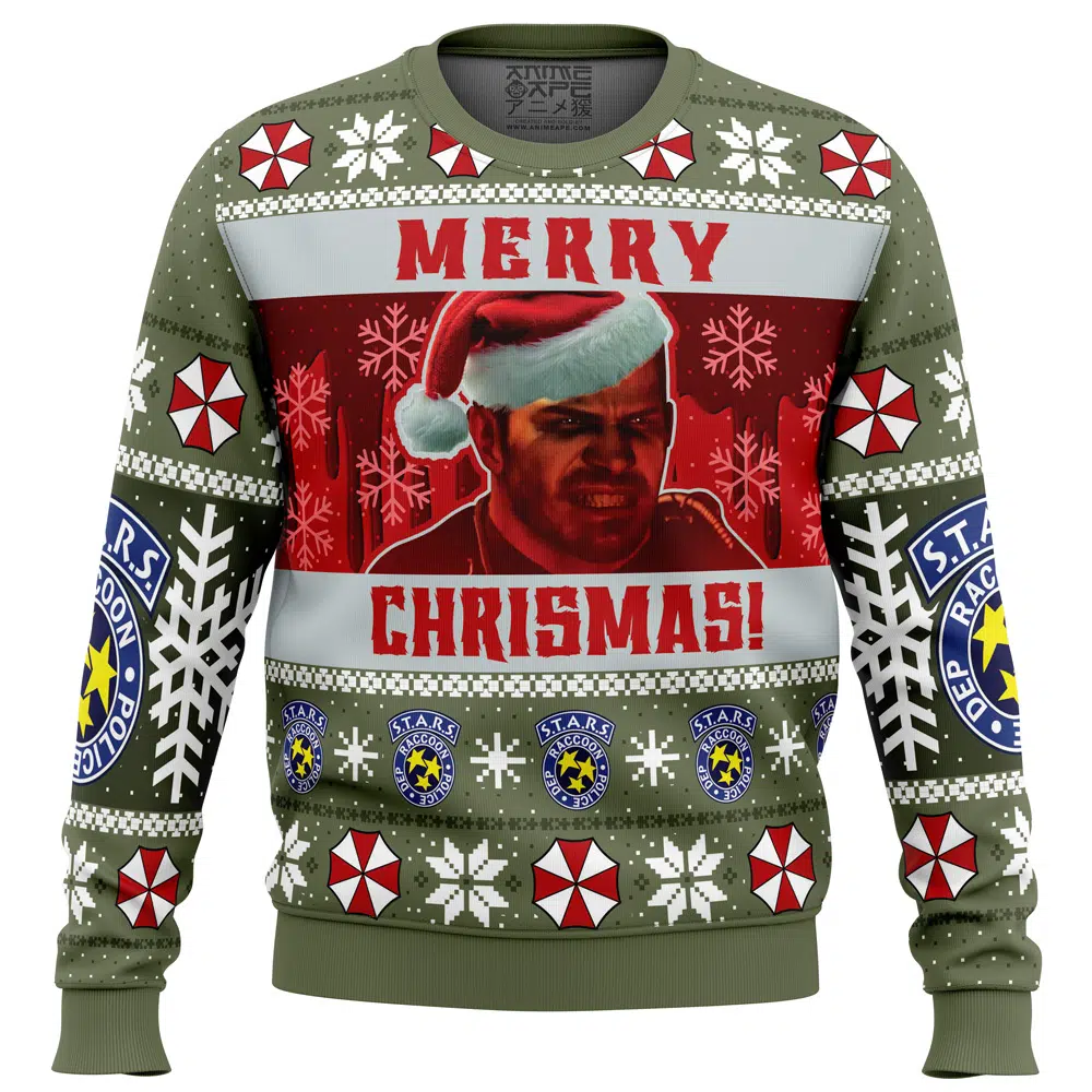 Buildercar - Chrismas Chris Redfield Bloodline Resident Evil Ugly Christmas Sweater