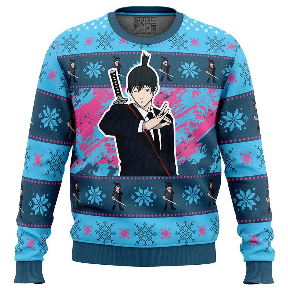 Buildercar - Christmas Aki Chainsaw Man Ugly Christmas Sweater
