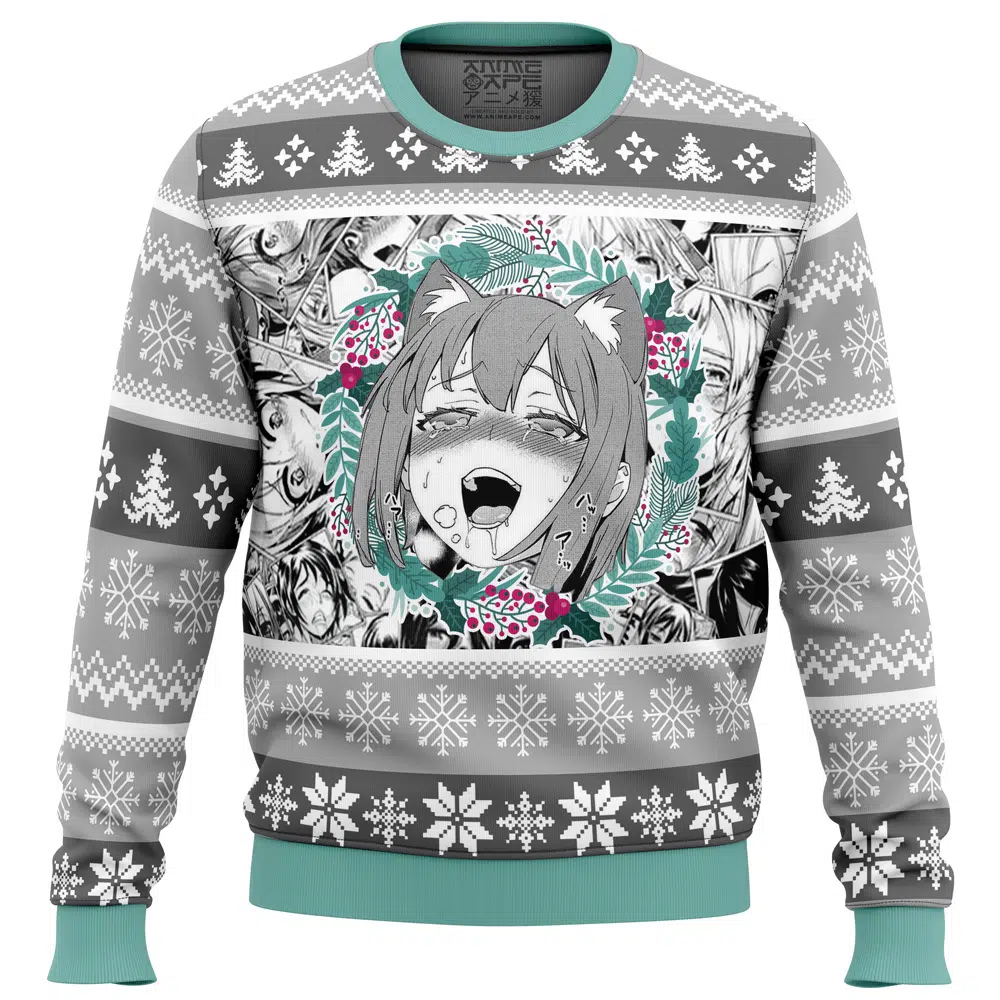 Buildercar - Christmas Anime Ahegao Ugly Christmas Sweater