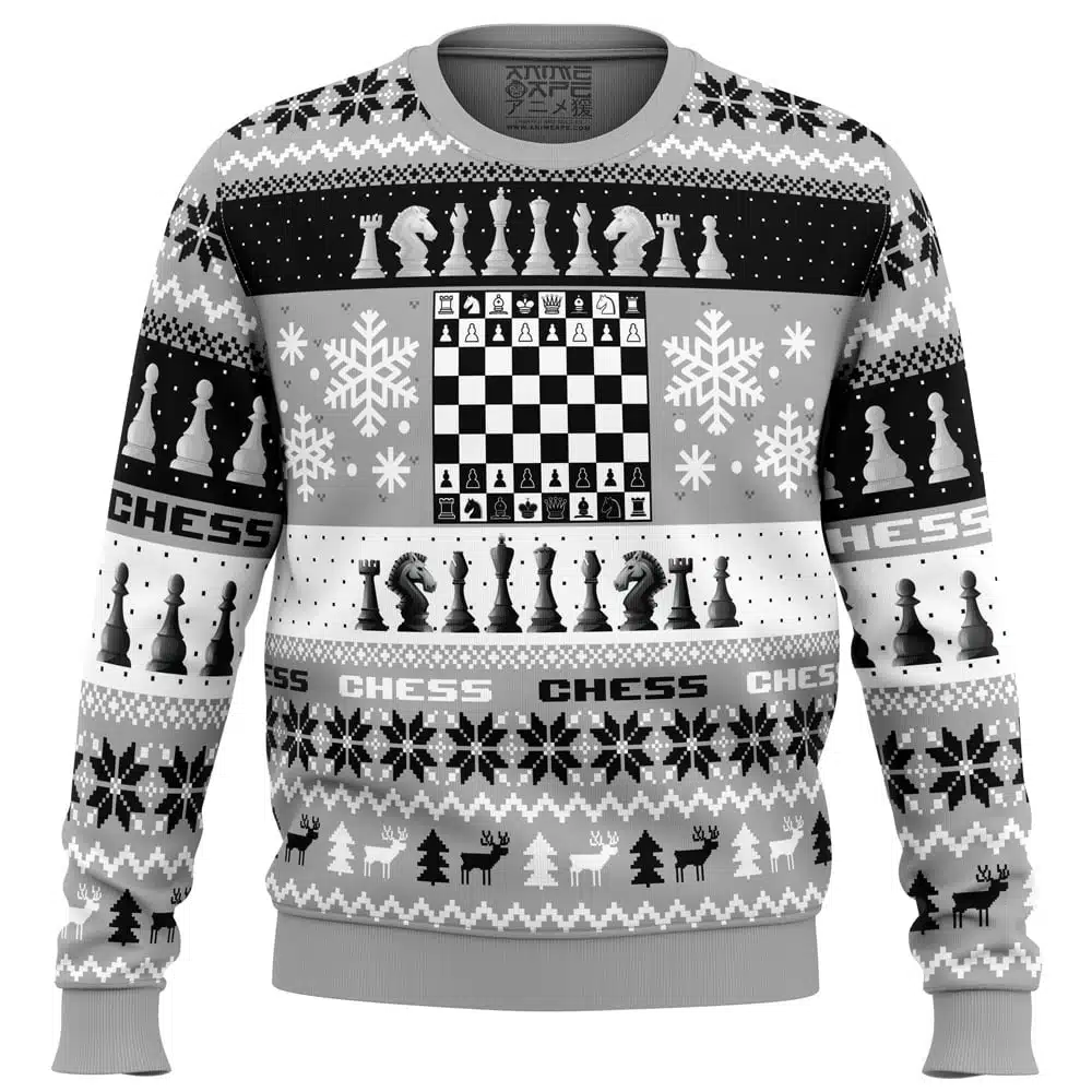 Buildercar - Christmas Chess Board Games Ugly Christmas Sweater