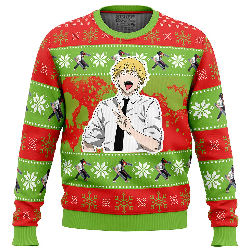 Buildercar - Christmas Denji Chainsaw Man Ugly Christmas Sweater