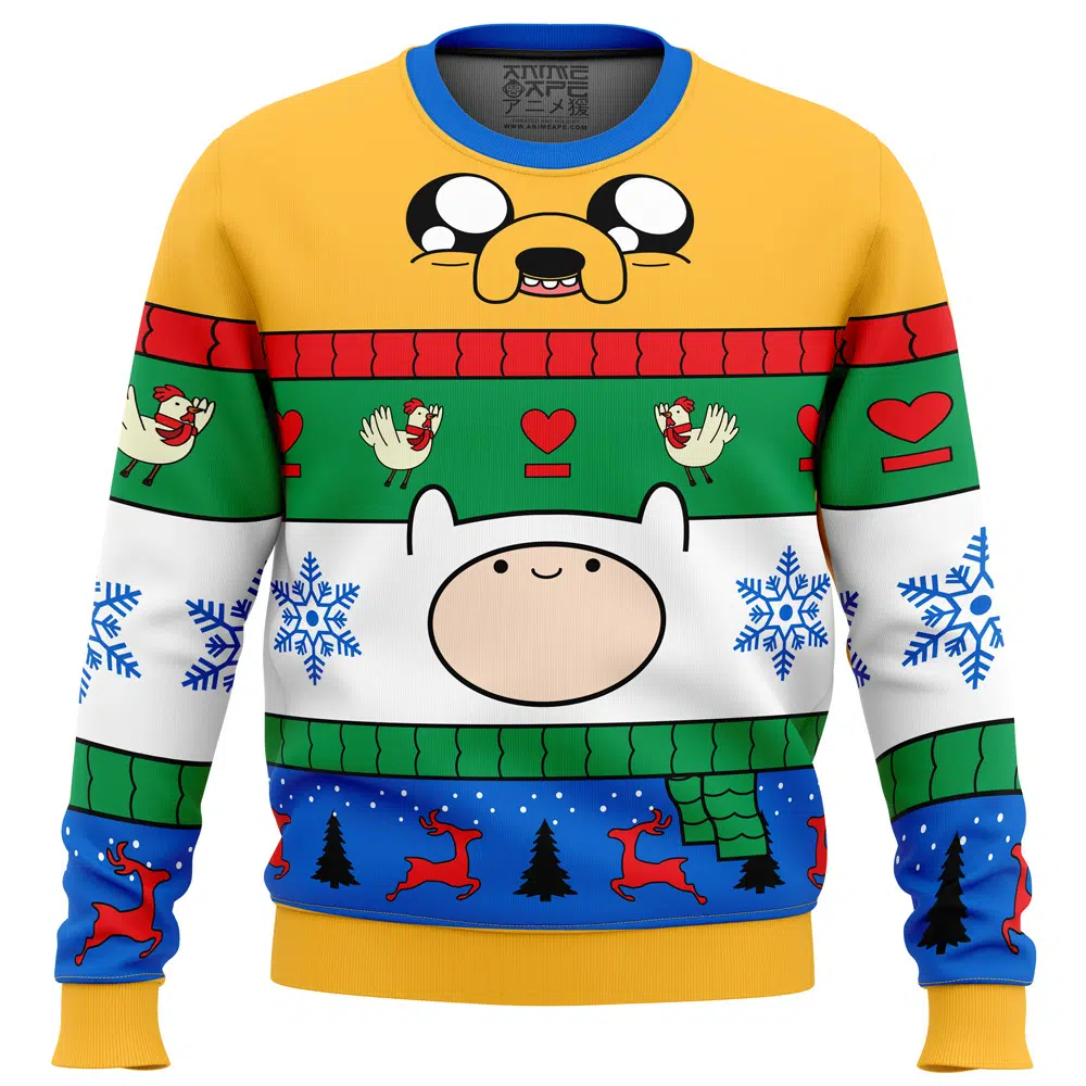 Buildercar - Christmas Finn and Jake Adventure Time Ugly Christmas Sweater