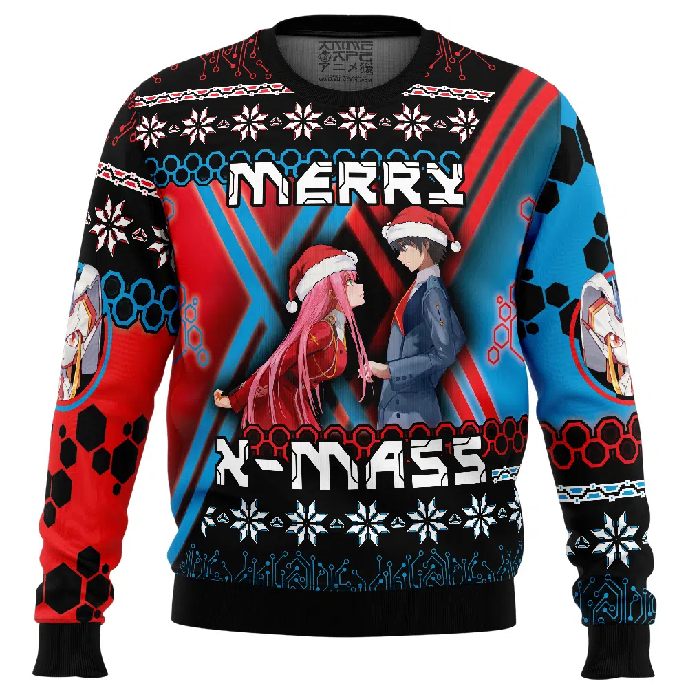 Buildercar - Christmas Hiro and Zero Two Darling In The FranXX Ugly Christmas Sweater