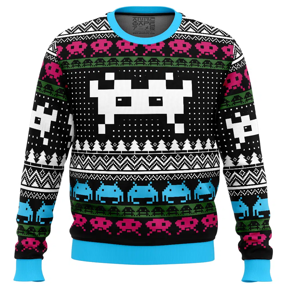 Buildercar - Christmas Space Invaders Ugly Christmas Sweater