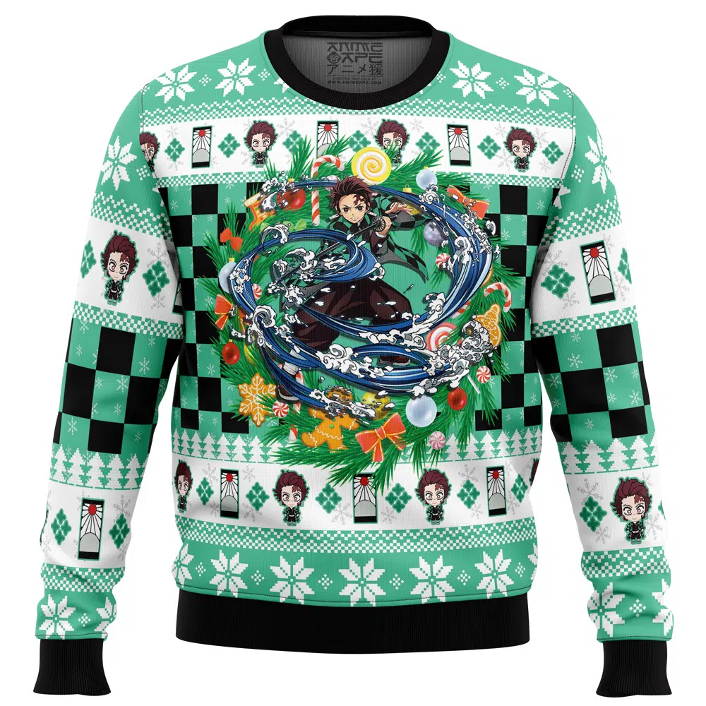 Buildercar - Christmas Tanjiro Kamado Demon Slayer Ugly Christmas Sweater