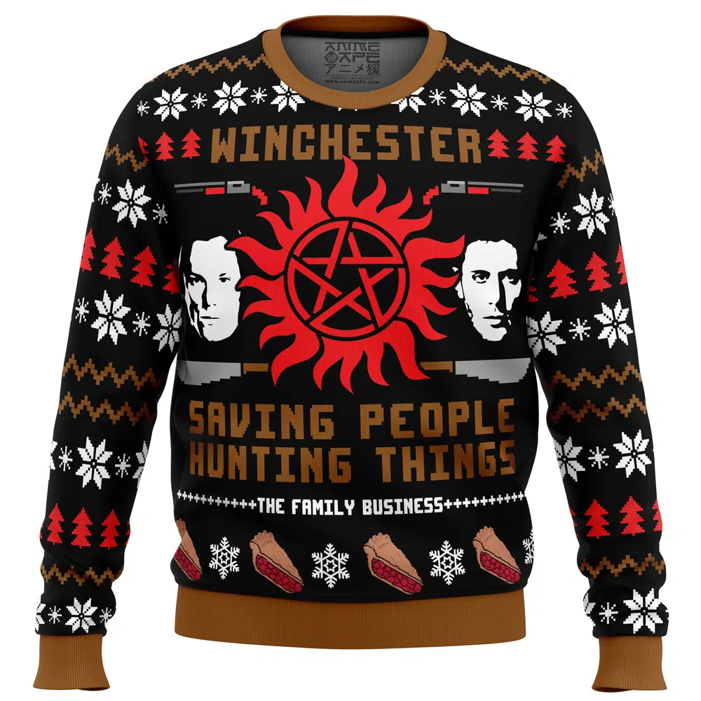 Buildercar - Christmas with the Winchesters Supernatural Ugly Christmas Sweater