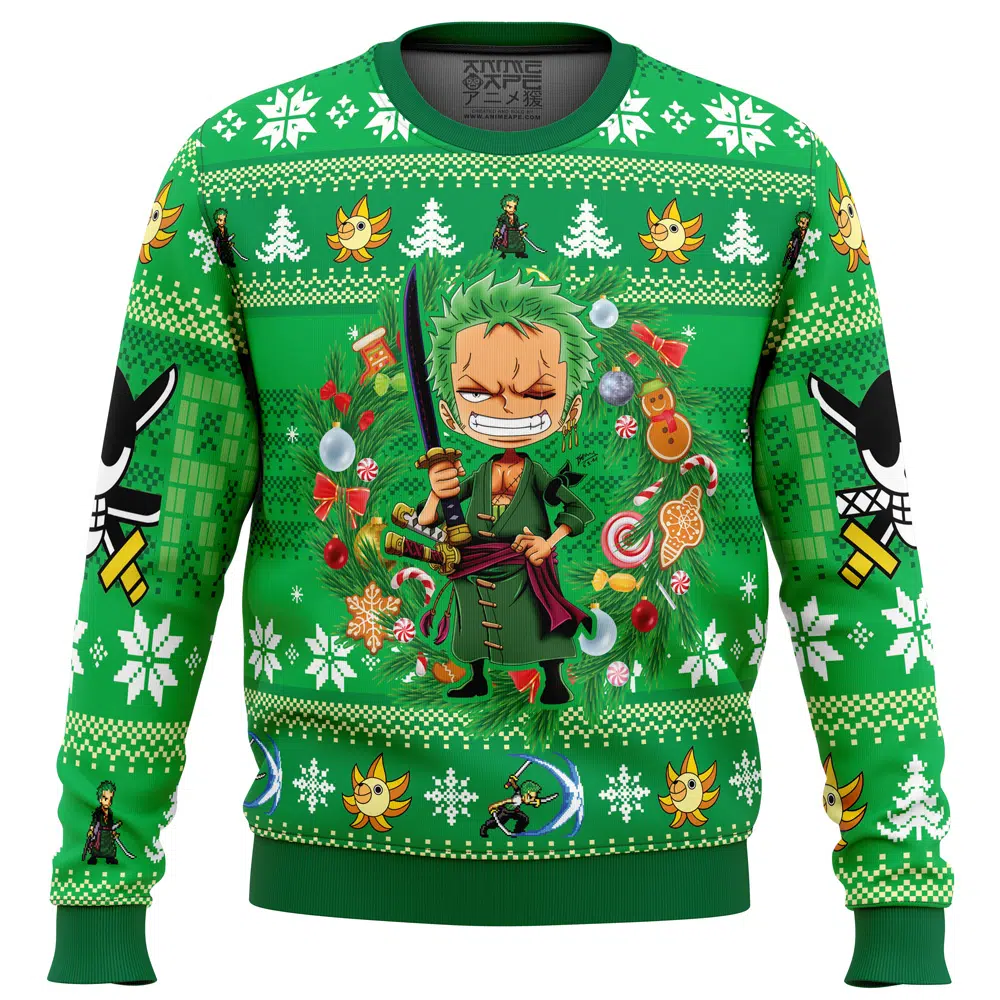 Buildercar - Christmas Zoro One Piece Ugly Christmas Sweater