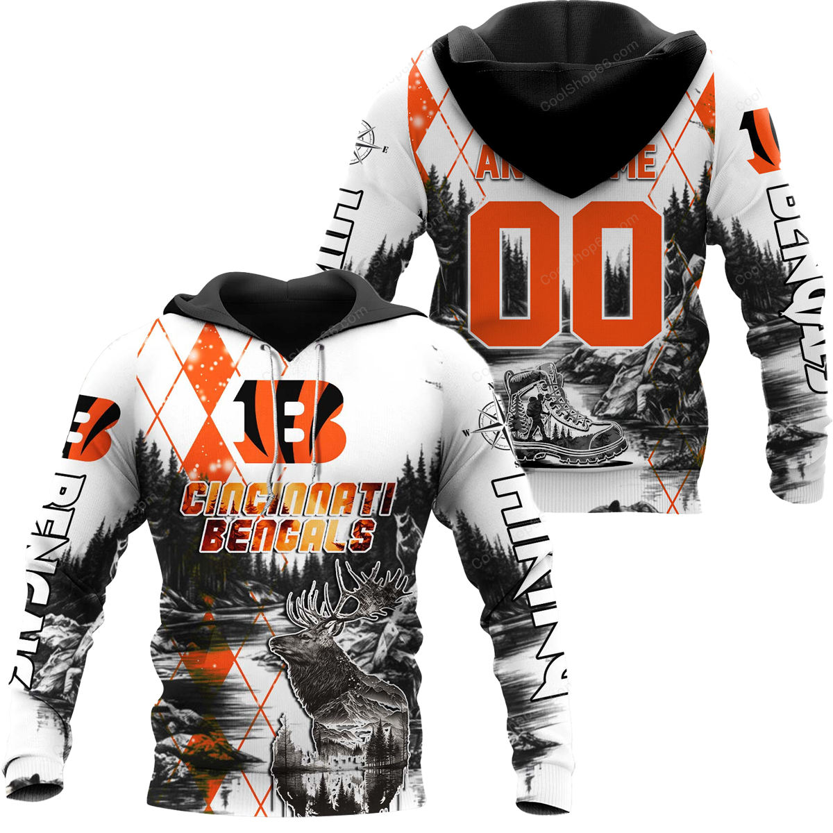 Buildercar - Cincinnati Bengals Hiking x NFL Custom Name & Number Hoodie