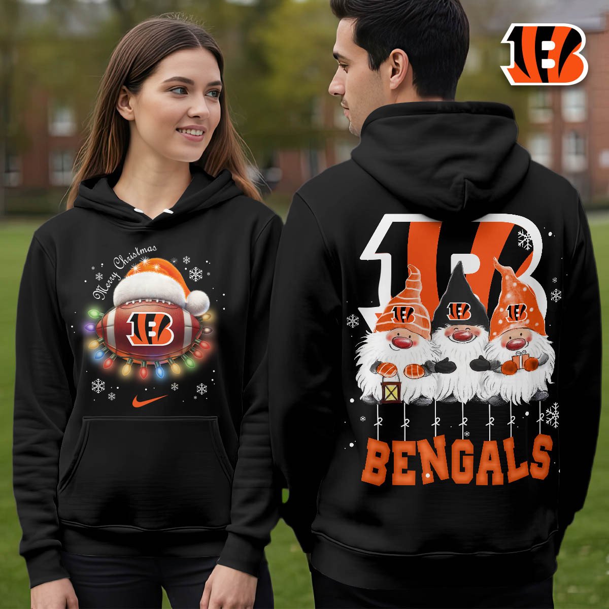 Buildercar - Cincinnati Bengals | Premium NFL Christmas Gnomes Hoodie