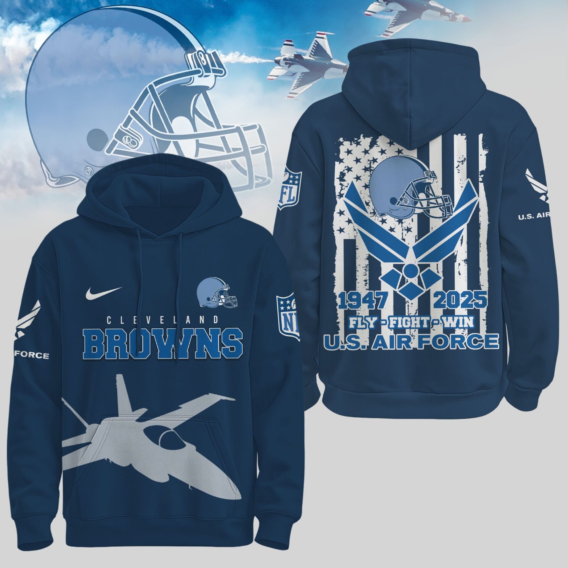 Buildercar - Cleveland Browns | Premium NFL U.S. Air Force 78th Anniversary Hoodie