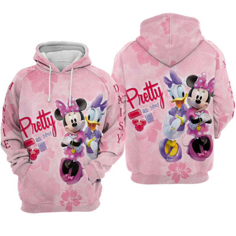 Buildercar - Daisy And Minnie Flower Pattern Hoodie