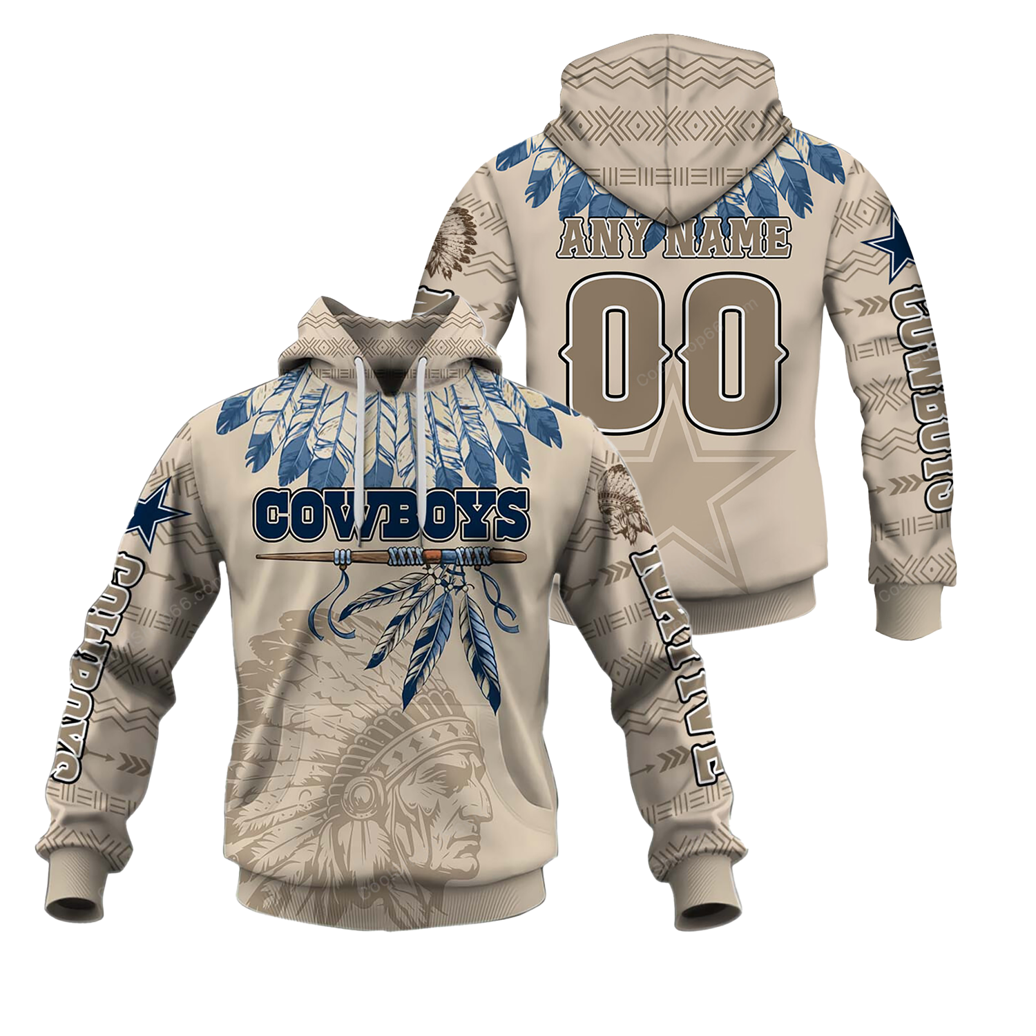 Buildercar - Dallas Cowboys Native American Heritage x NFL Custom Name & Number Hoodie