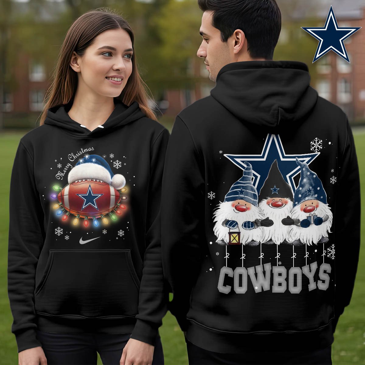 Buildercar - Dallas Cowboys | Premium NFL Christmas Gnomes Hoodie