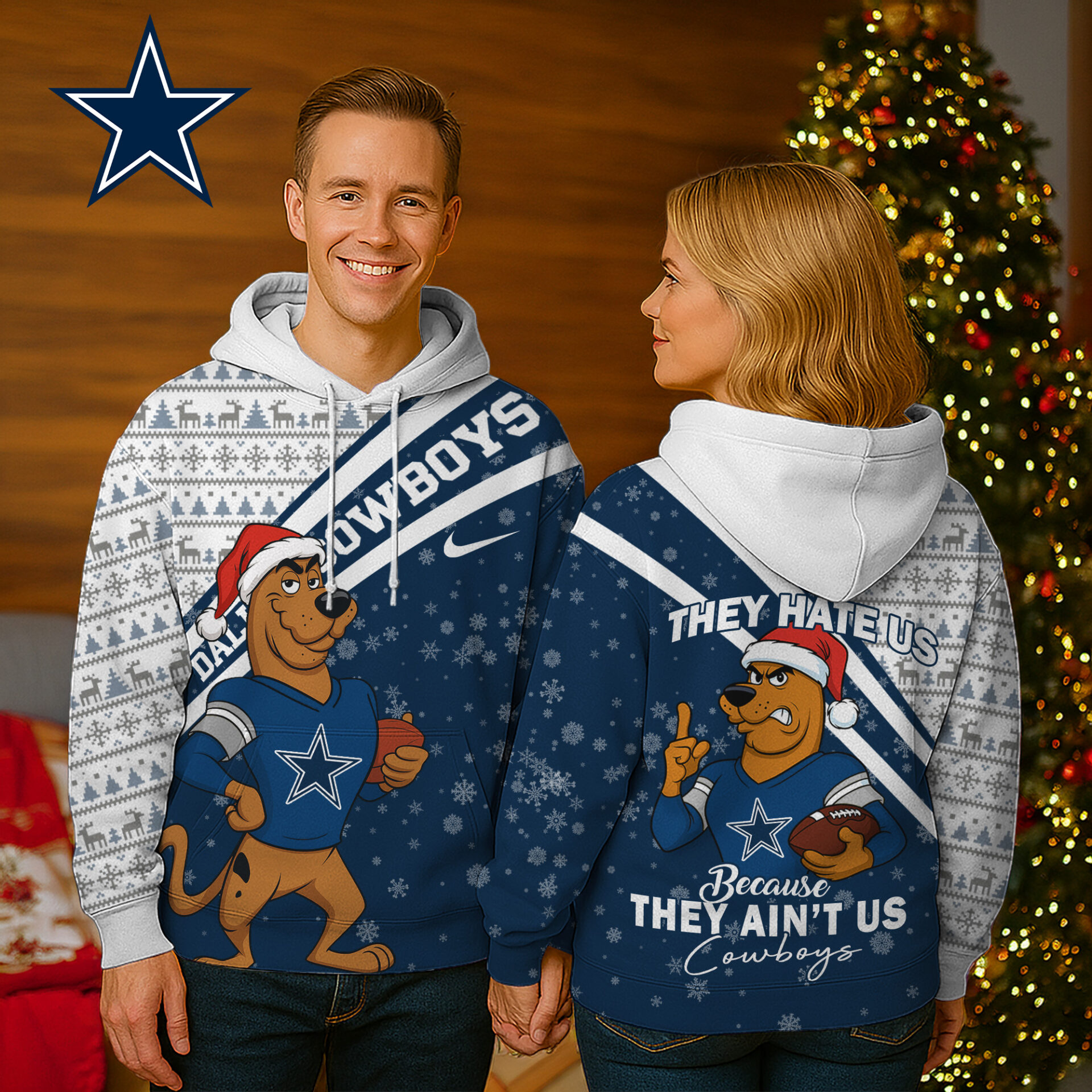 Buildercar - Dallas Cowboys Premium NFL Funny Christmas Scooby Doo 3D Hoodie