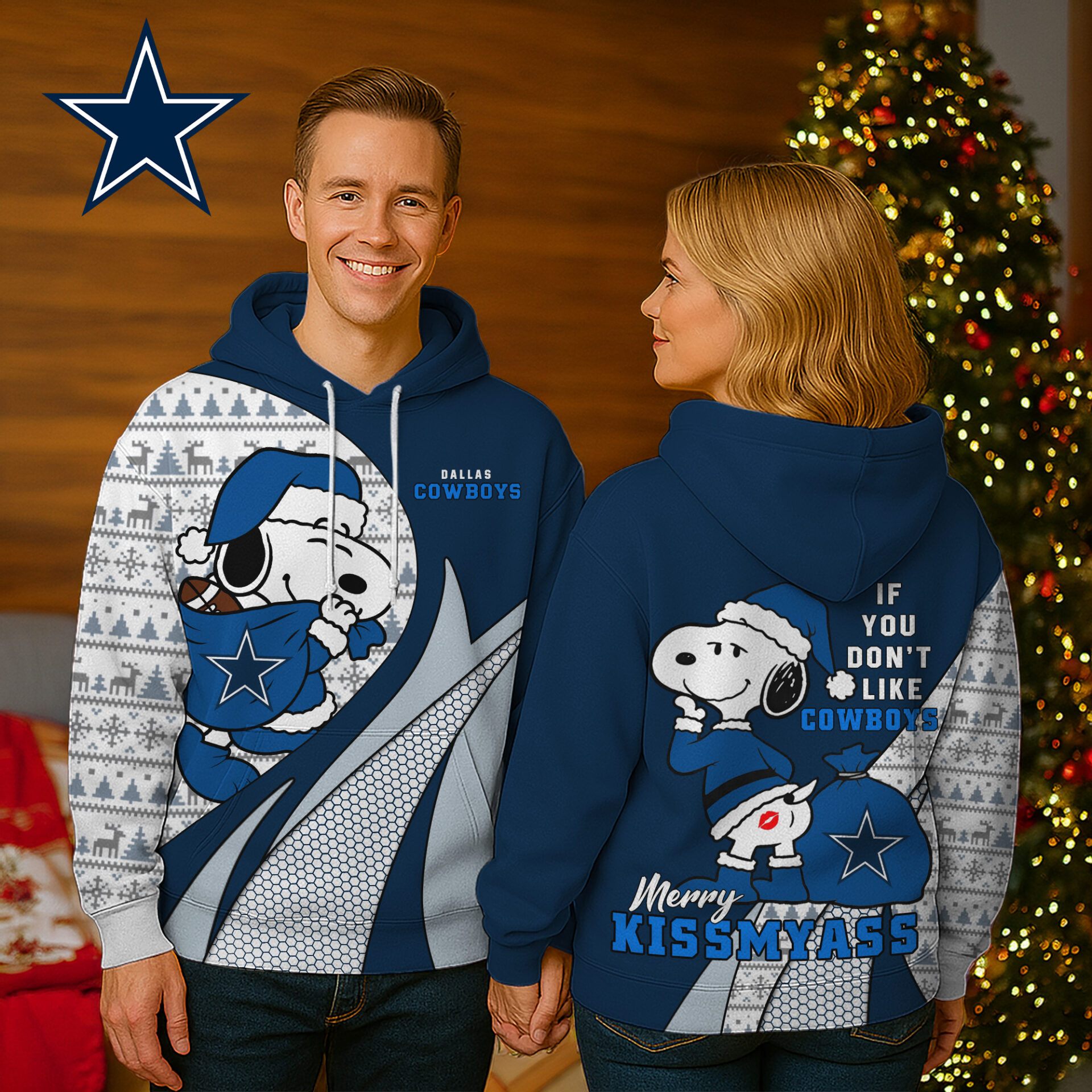 Buildercar - Dallas Cowboys Premium NFL Funny Christmas Snoopy 3D Hoodie