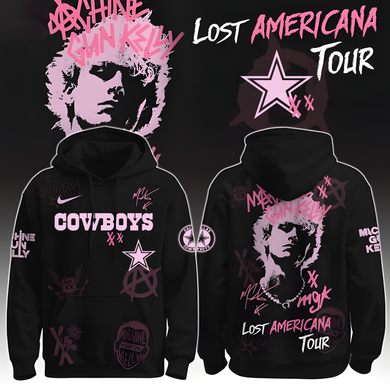 Buildercar - Dallas Cowboys X NFL MGK Lost Americana Tour 2025 Machine Gun Kelly Hoodie T-Shirt