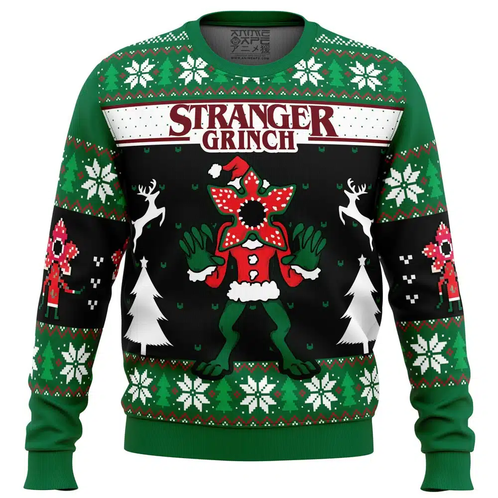Buildercar - Demogorgon Stranger Grinch Stranger Things Ugly Christmas Sweater
